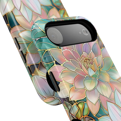 Pastel Dahlia Flowers Stained Glass Design iPhone Case
