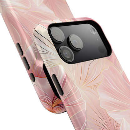 Luxury Pink Floral with Golden Lining Design iPhone Case