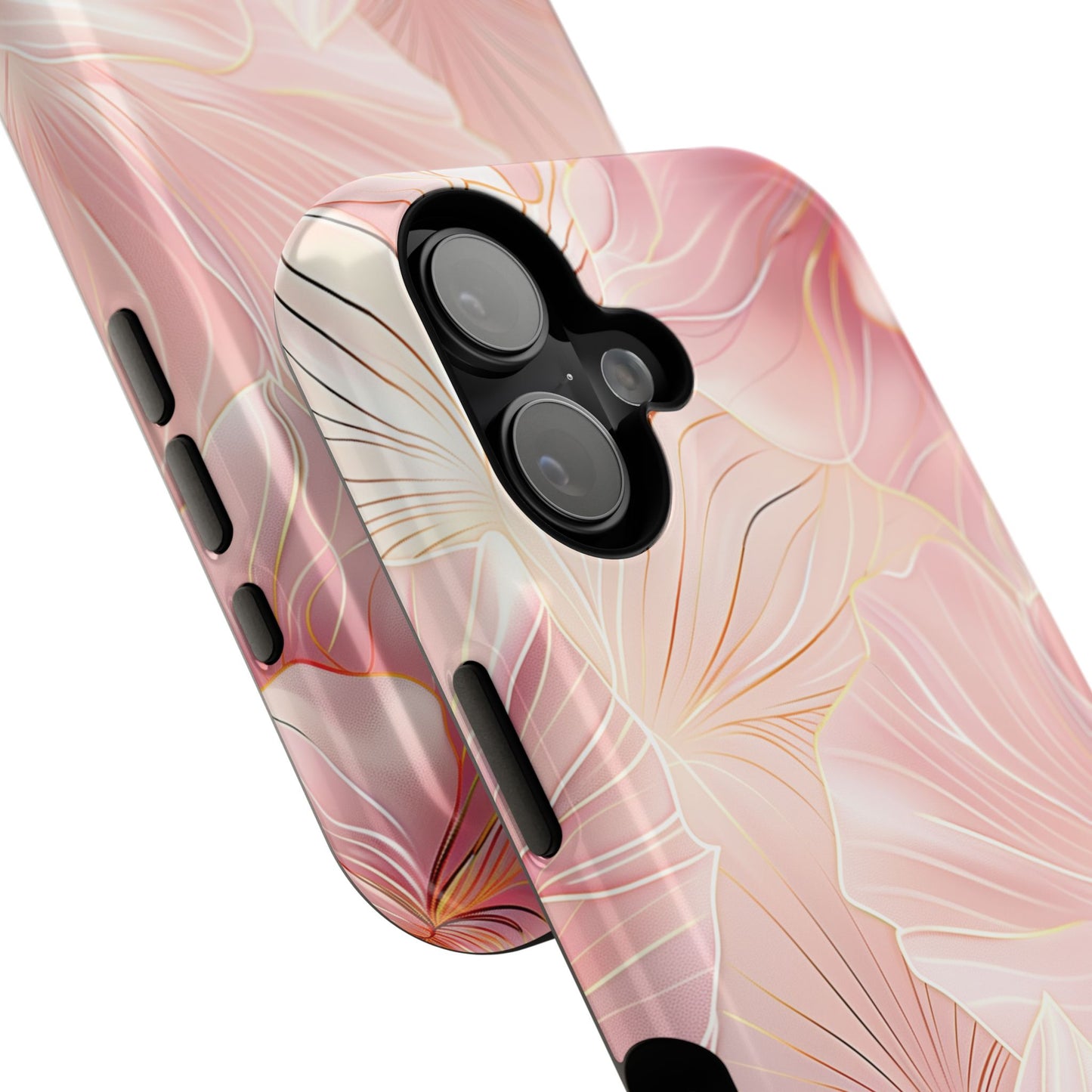 Luxury Pink Floral with Golden Lining Design iPhone Case