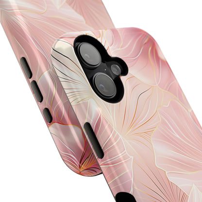 Luxury Pink Floral with Golden Lining Design iPhone Case