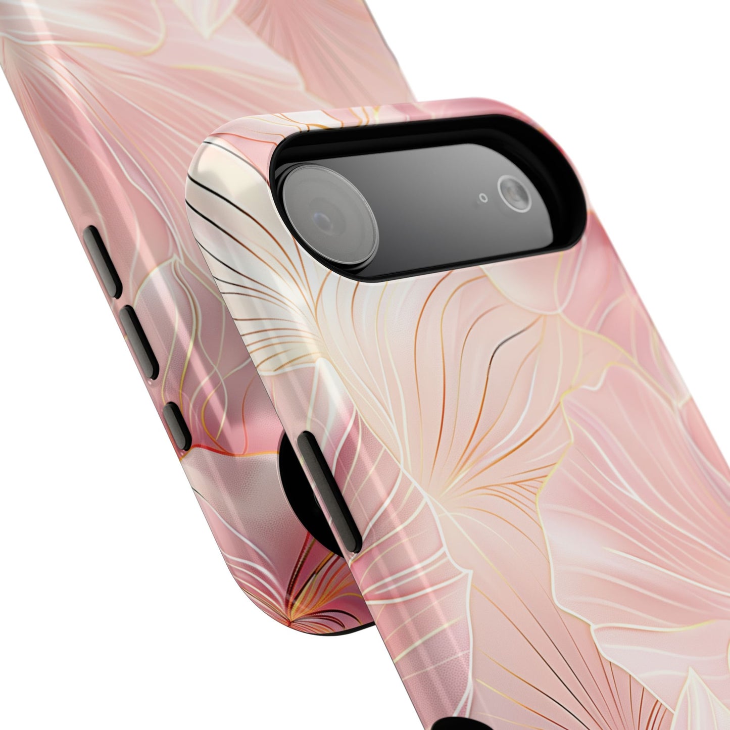Luxury Pink Floral with Golden Lining Design iPhone Case