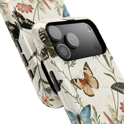 Vintage Botanical Butterflies Design iPhone Case