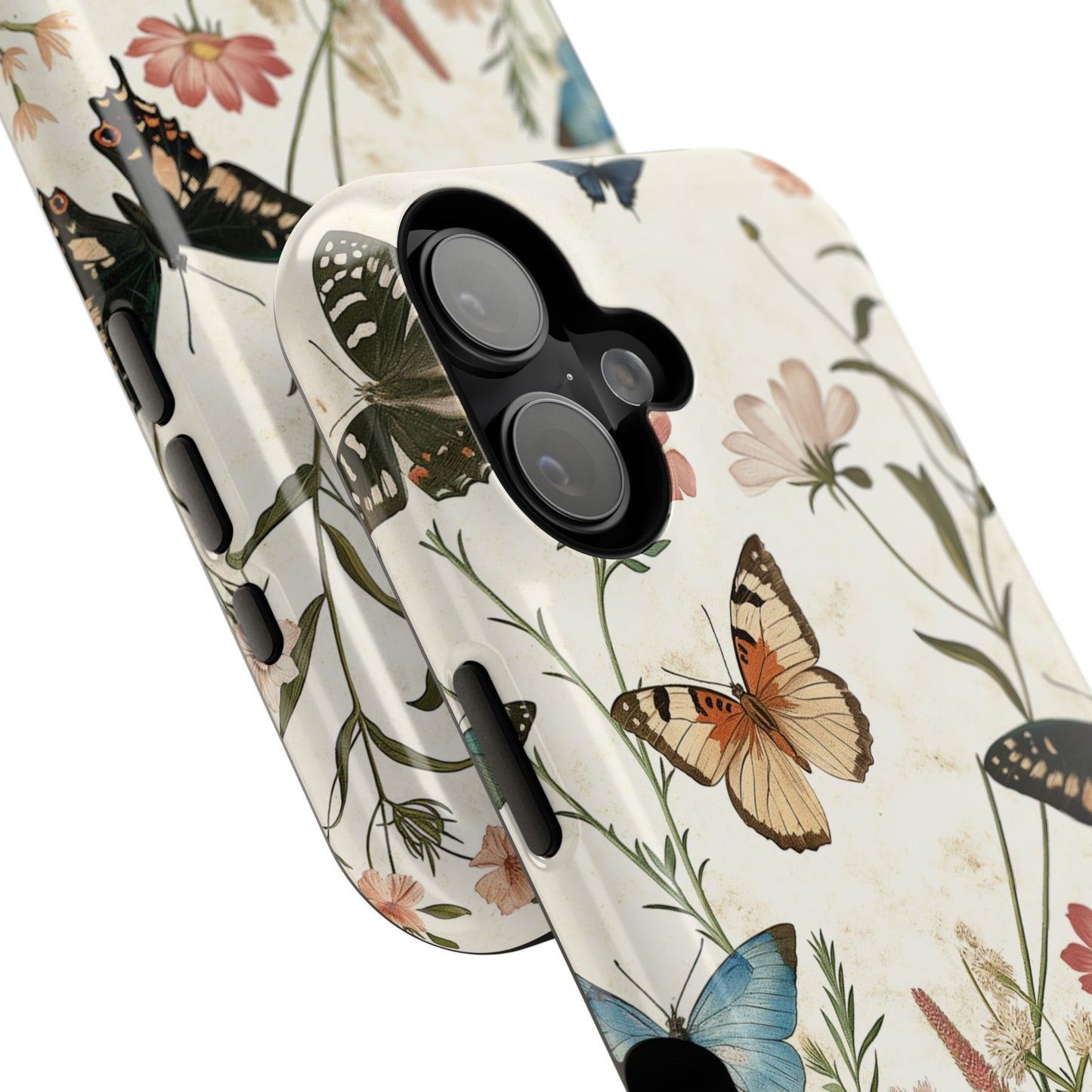 Vintage Botanical Butterflies Design iPhone Case