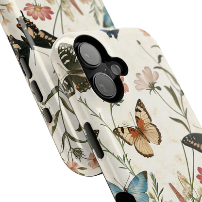 Vintage Botanical Butterflies Design iPhone Case