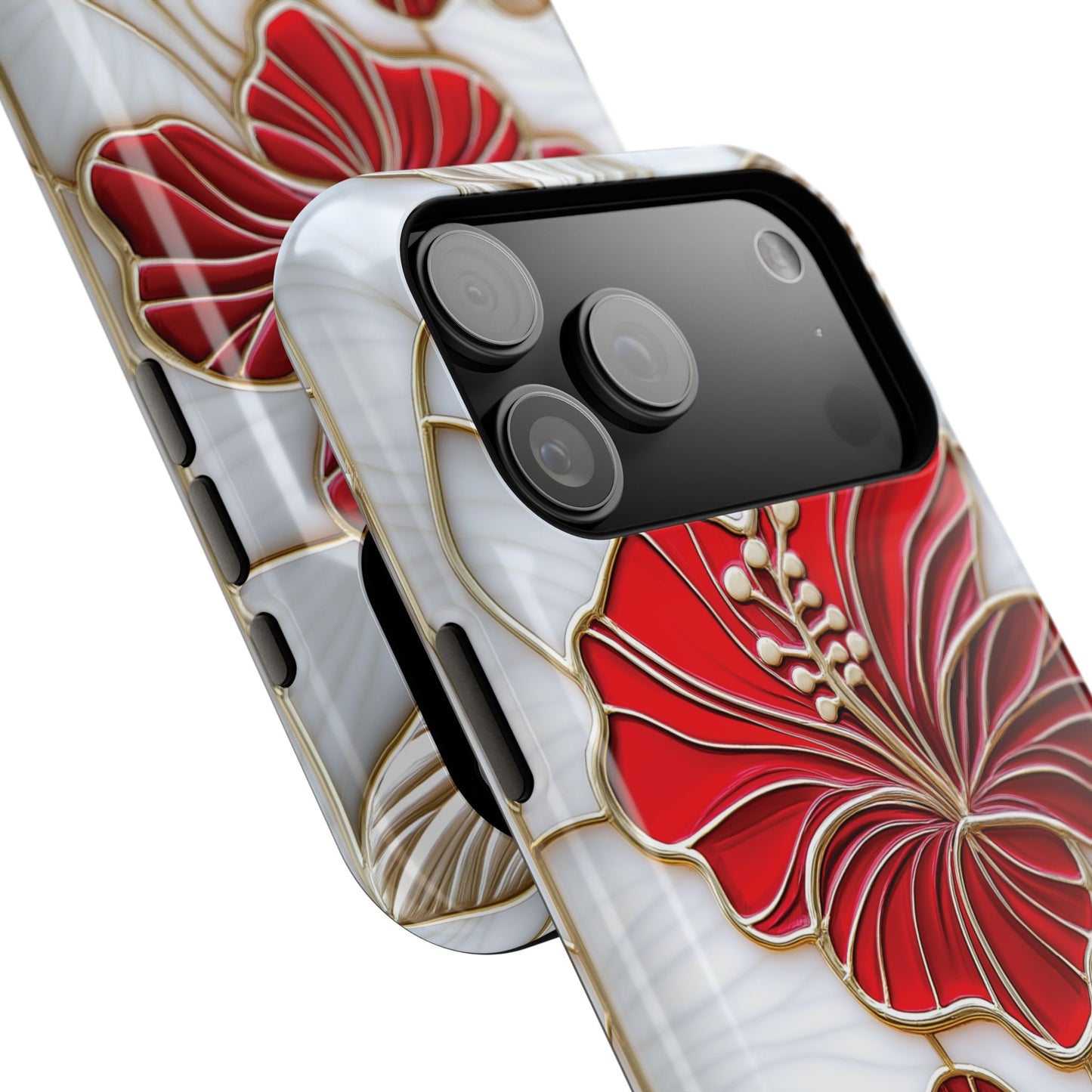 Red Hibiscus Stained Glass Design iPhone Case