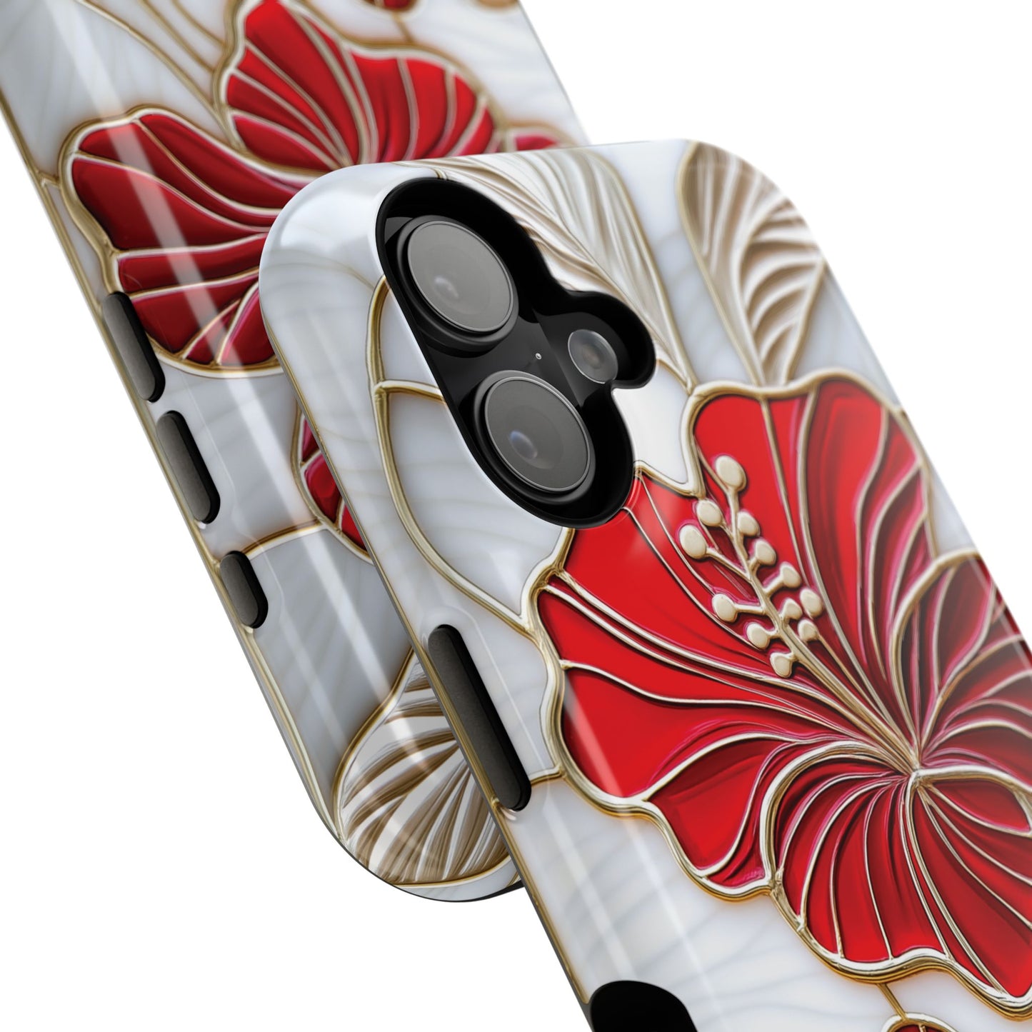 Red Hibiscus Stained Glass Design iPhone Case