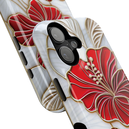 Red Hibiscus Stained Glass Design iPhone Case