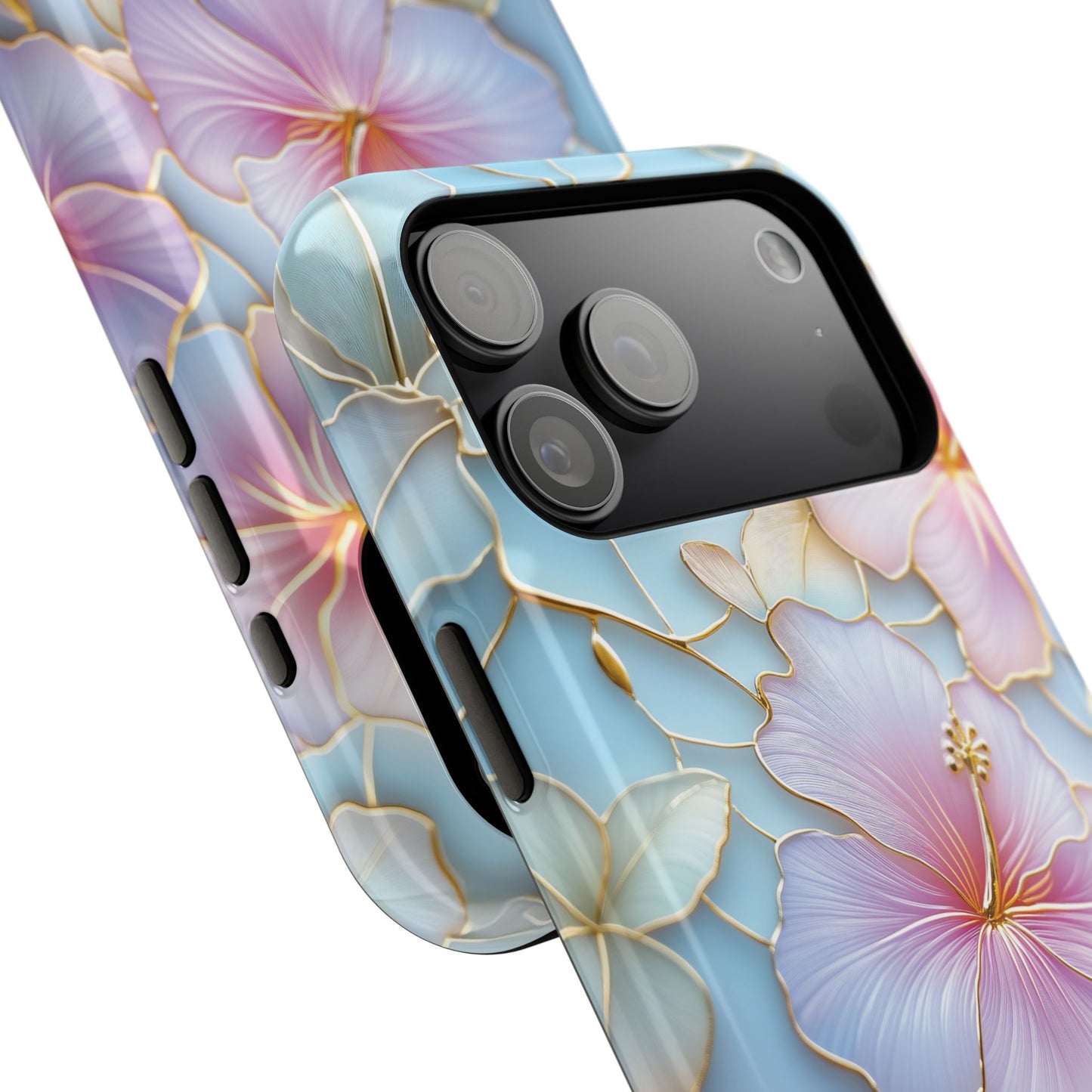 Pastel Hibiscus Stained Glass Design iPhone Case