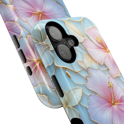 Pastel Hibiscus Stained Glass Design iPhone Case
