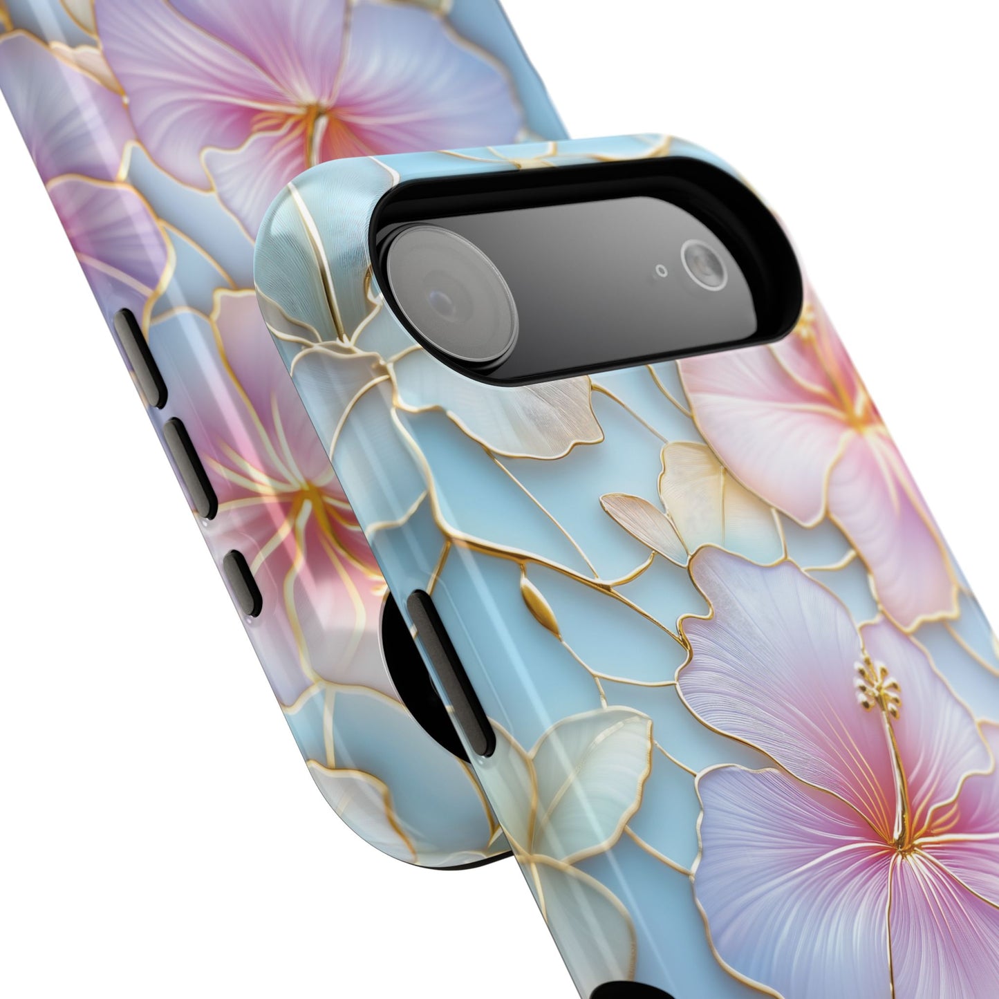 Pastel Hibiscus Stained Glass Design iPhone Case
