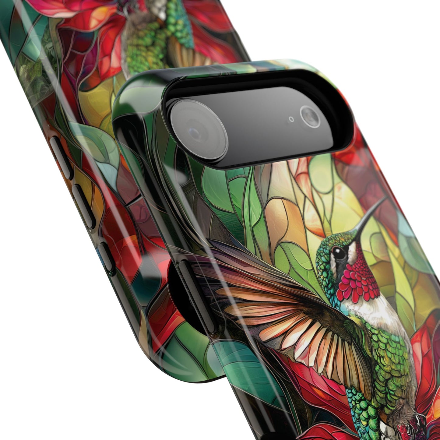 Hummingbird Stained Glass Illustration iPhone Case