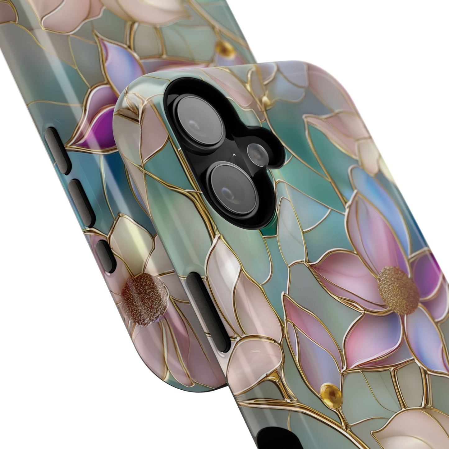Elegant Floral Stained Glass Effect Design iPhone Case