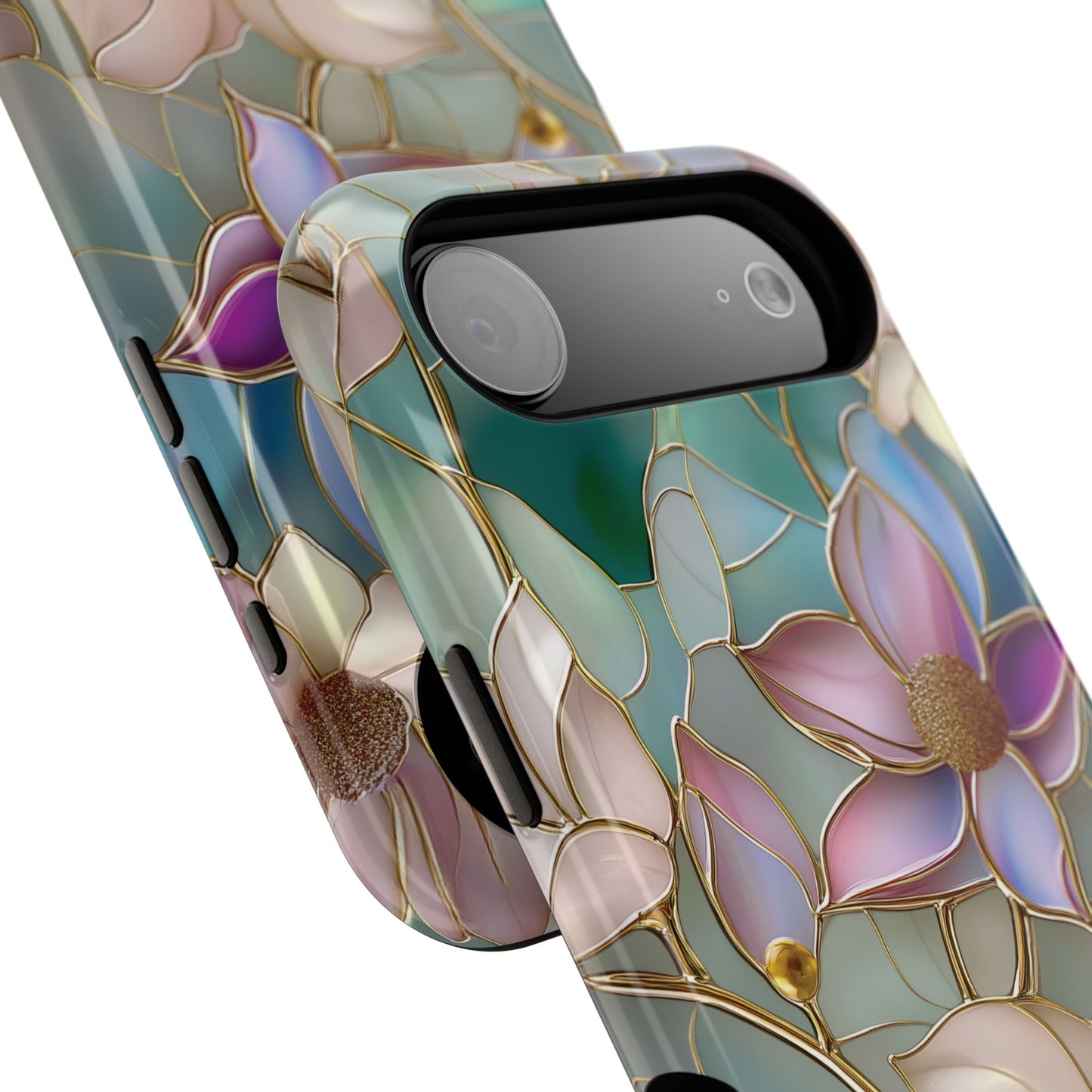 Elegant Floral Stained Glass Effect Design iPhone Case
