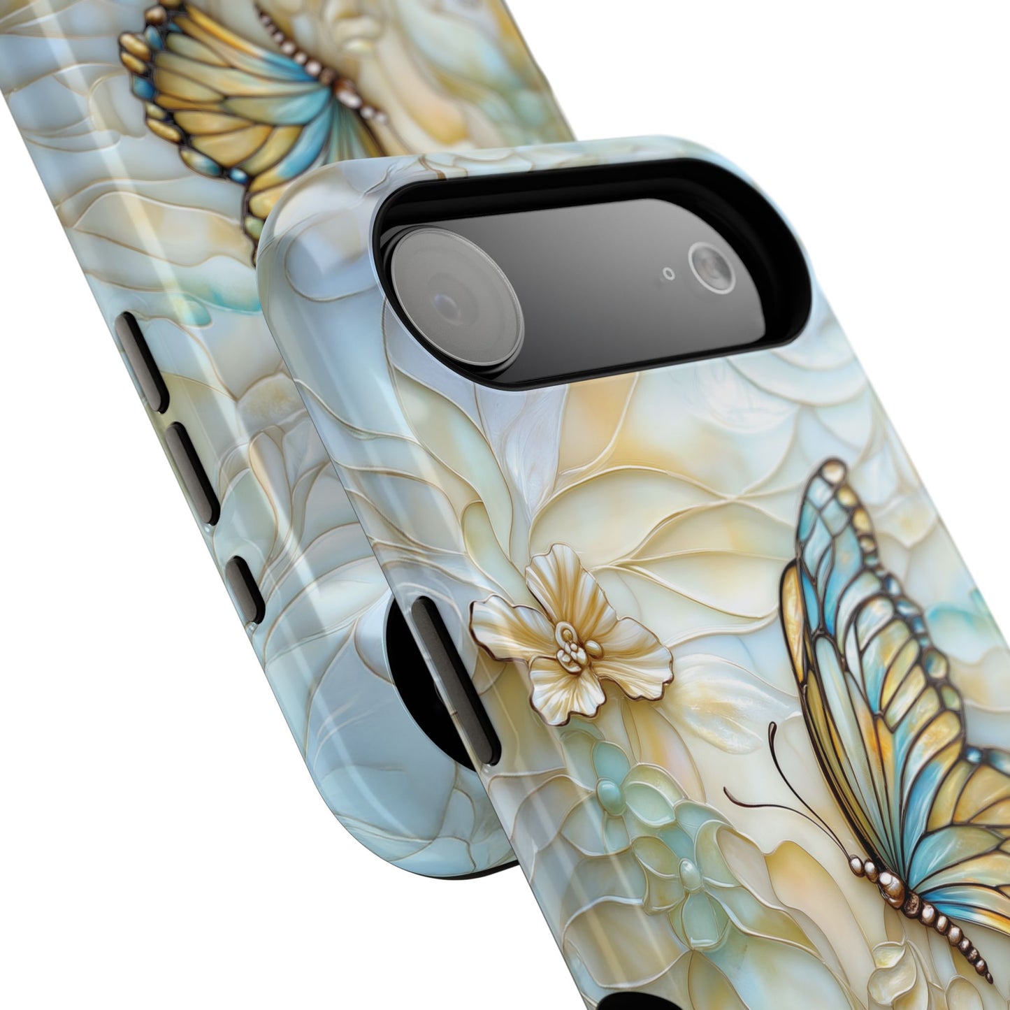 Elegant Butterfly & Flowers Stained Glass Design 1 iPhone Case