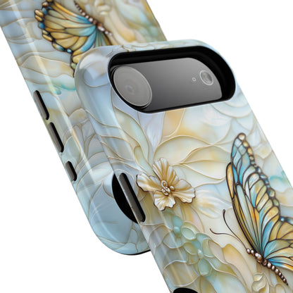 Elegant Butterfly & Flowers Stained Glass Design 1 iPhone Case