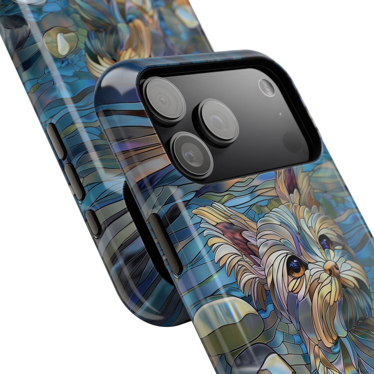 Cute Yorkshire Terrier Stained Glass Design iPhone Case