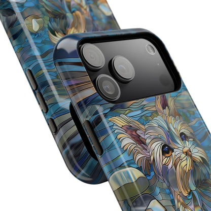 Cute Yorkshire Terrier Stained Glass Design iPhone Case