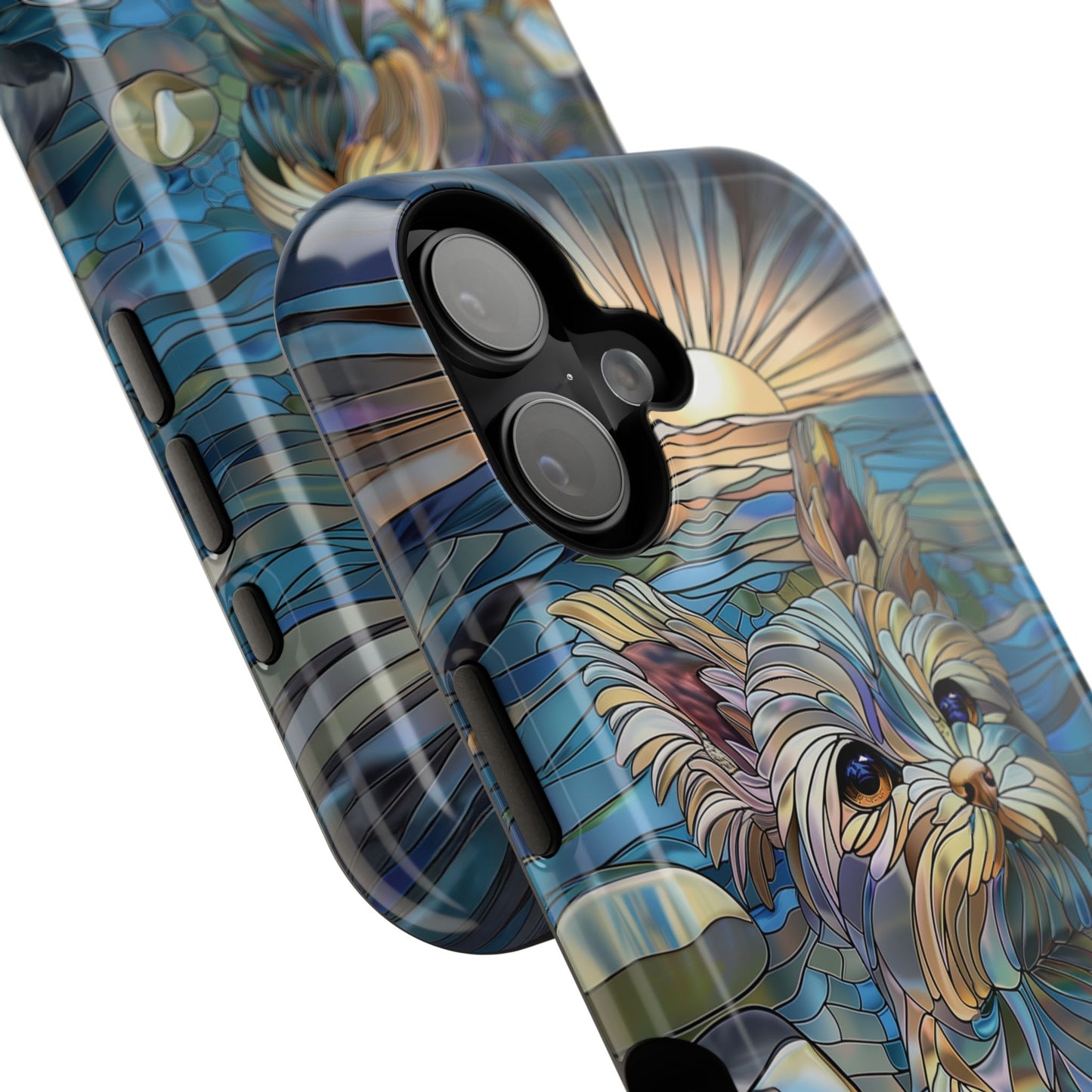 Cute Yorkshire Terrier Stained Glass Design iPhone Case