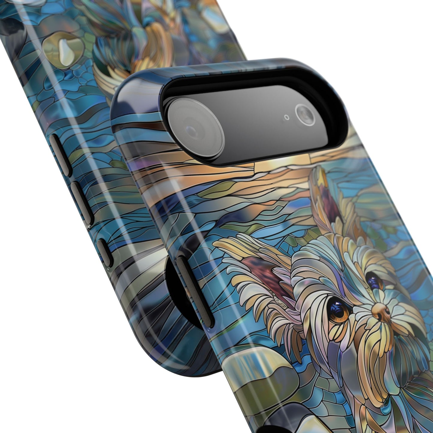 Cute Yorkshire Terrier Stained Glass Design iPhone Case