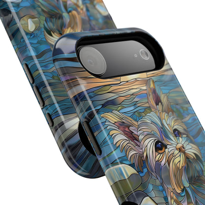Cute Yorkshire Terrier Stained Glass Design iPhone Case
