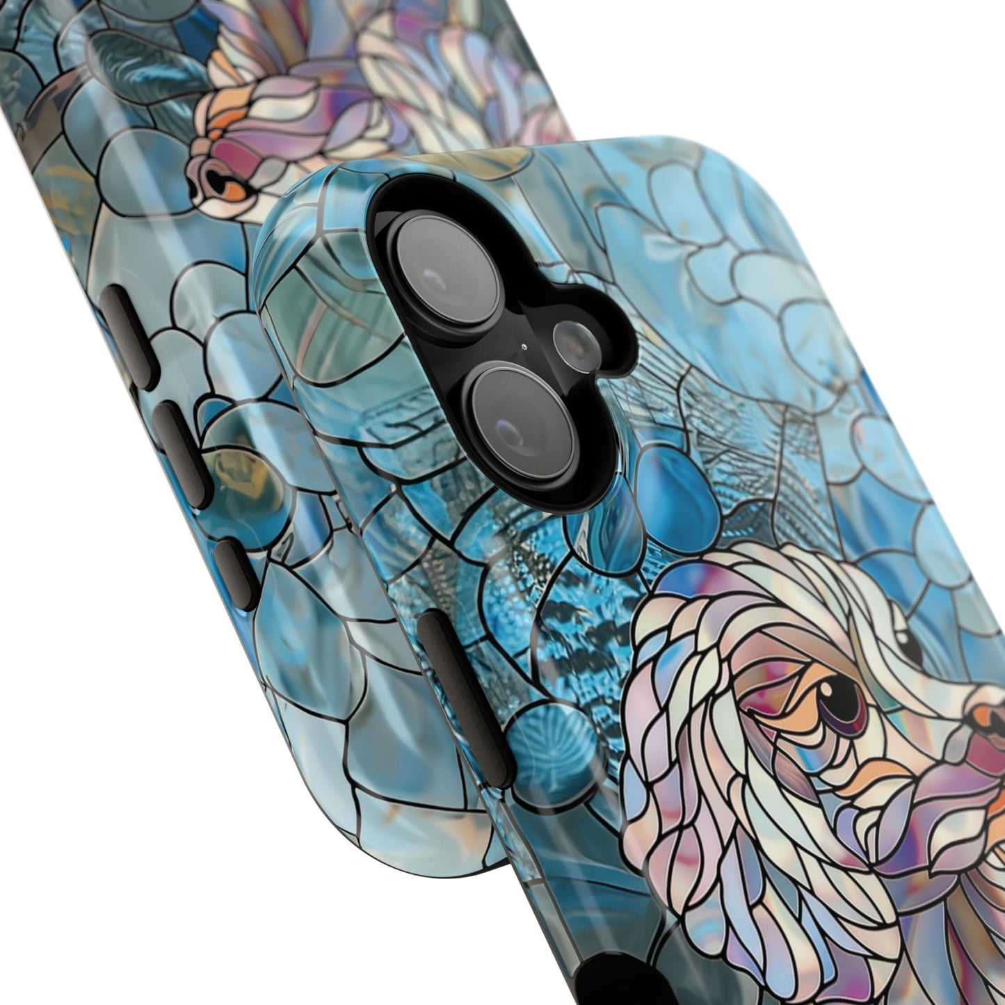 Cute Poodle Stained Glass Design iPhone Case