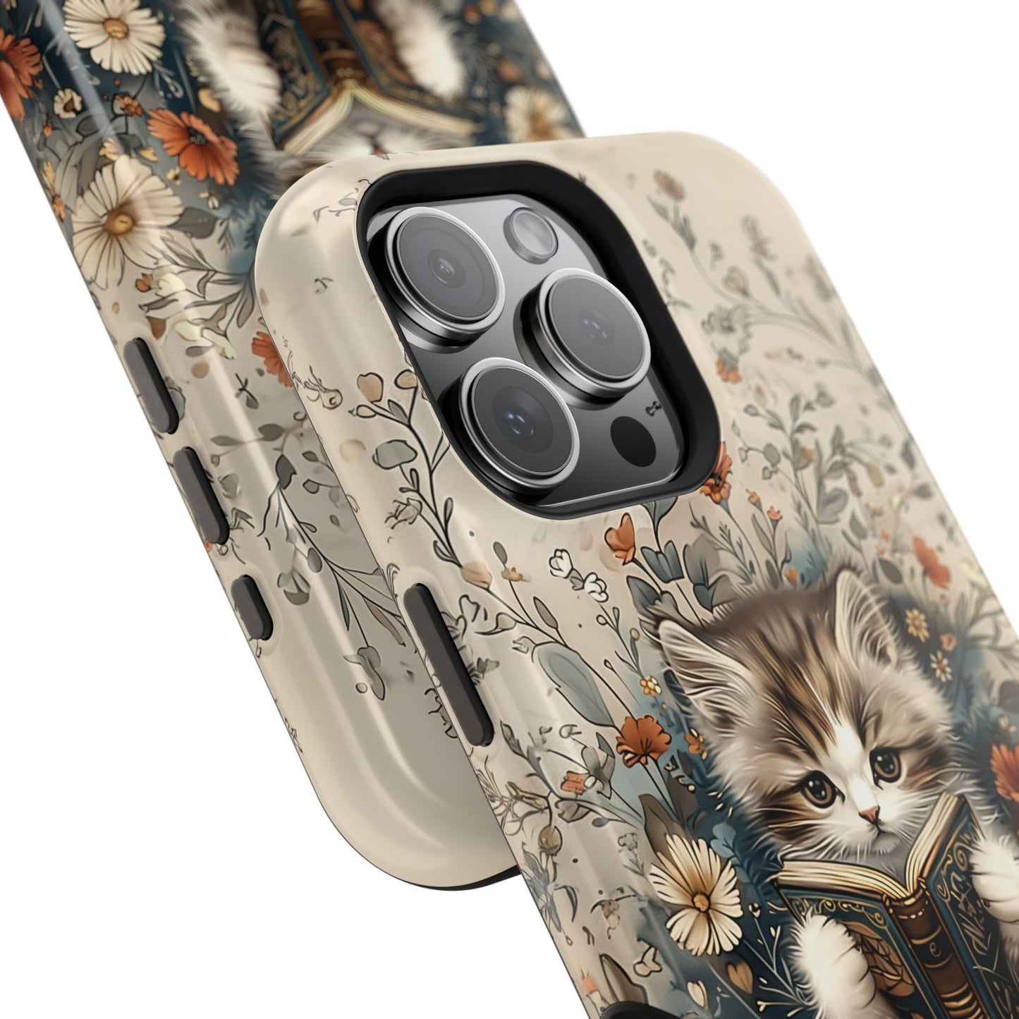 Cute Book Reading Cat Design iPhone Case