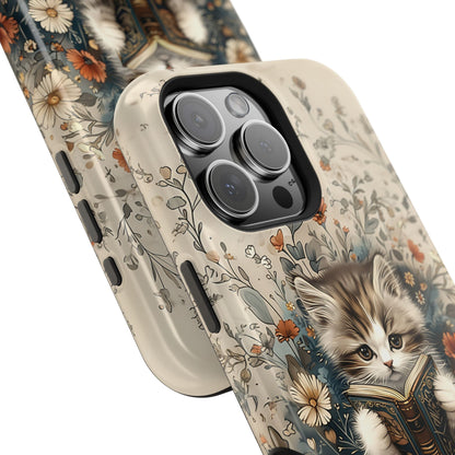 Cute Book Reading Cat Design iPhone Case