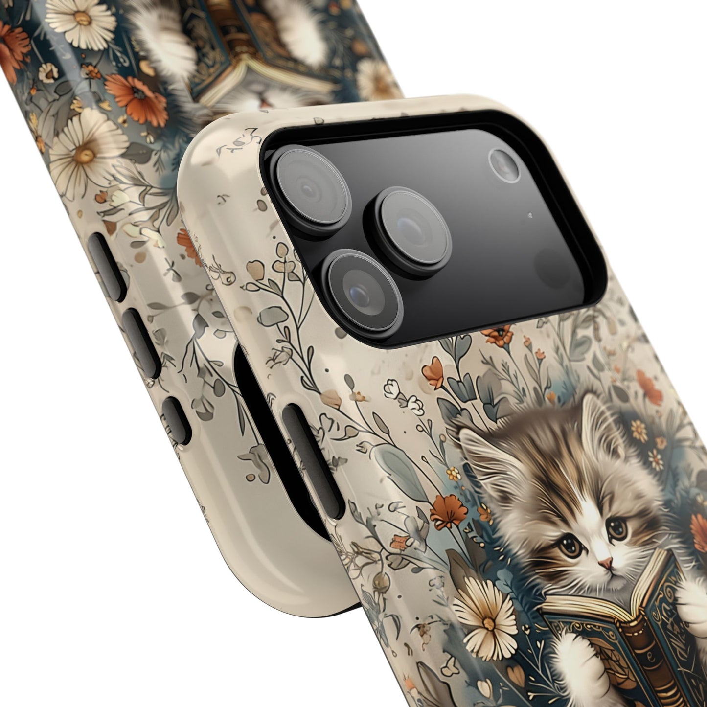 Cute Book Reading Cat Design iPhone Case