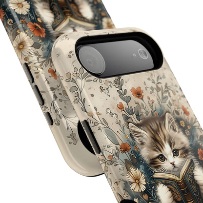 Cute Book Reading Cat Design iPhone Case