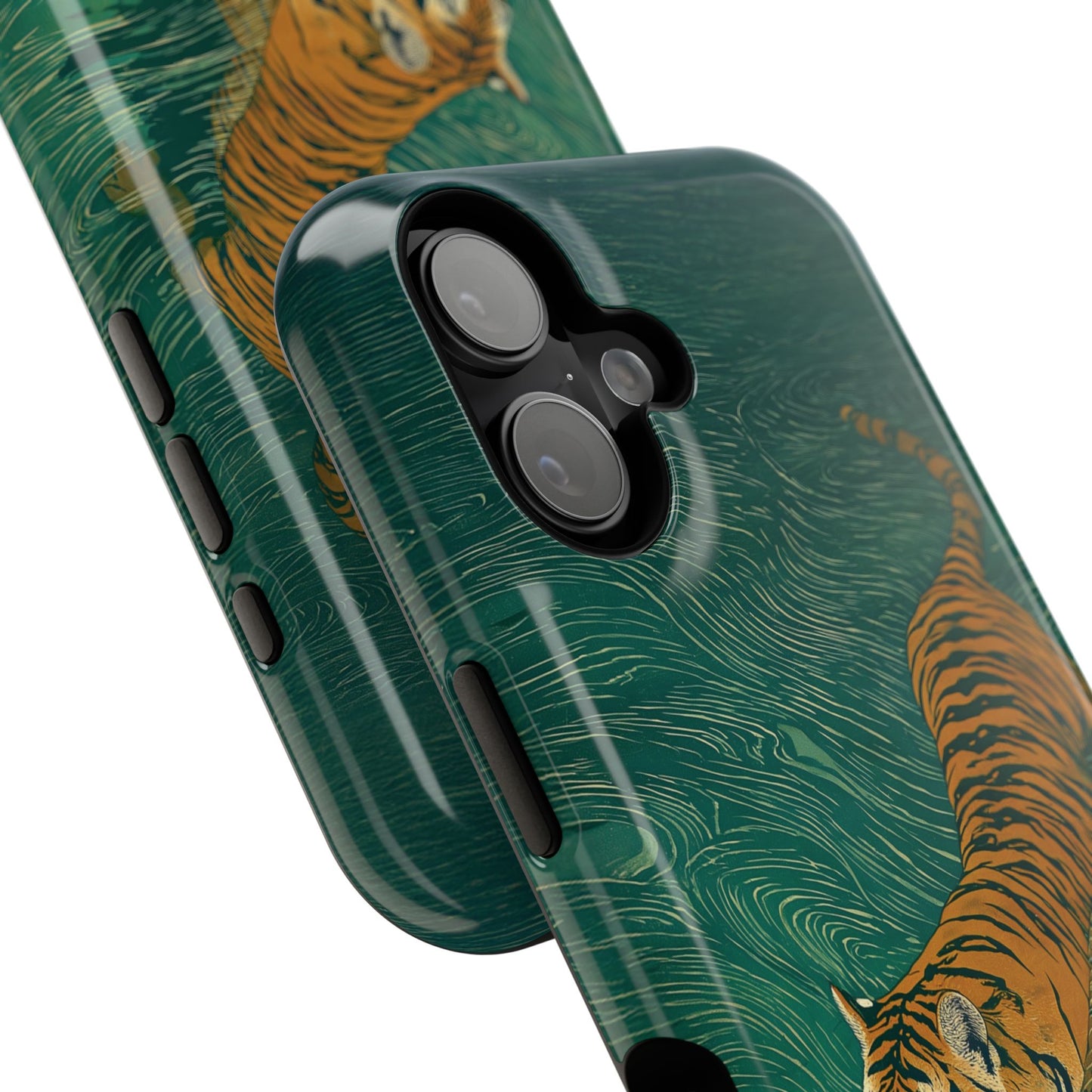 The Emerald Swirl – Ukiyo-e Tiger Design iPhone Case