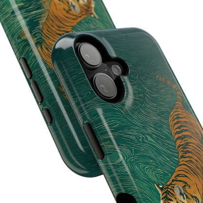 The Emerald Swirl – Ukiyo-e Tiger Design iPhone Case