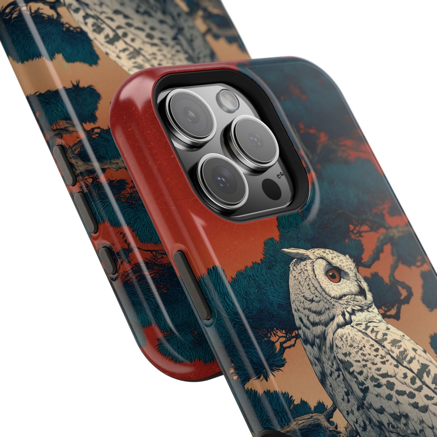 The Sunset Pine – Ukiyo-e Owl Design iPhone Case