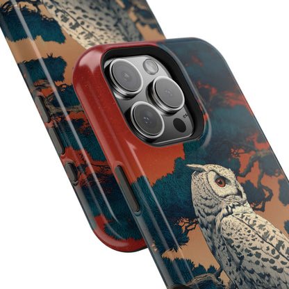 The Sunset Pine – Ukiyo-e Owl Design iPhone Case
