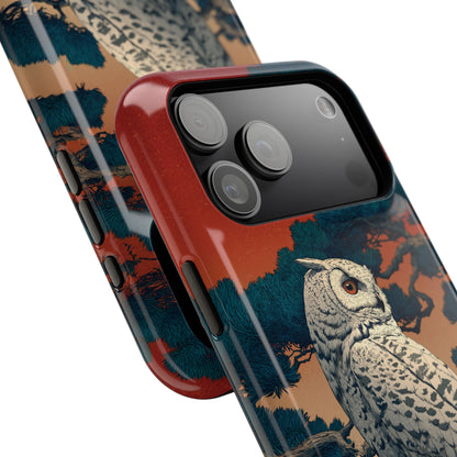 The Sunset Pine – Ukiyo-e Owl Design iPhone Case