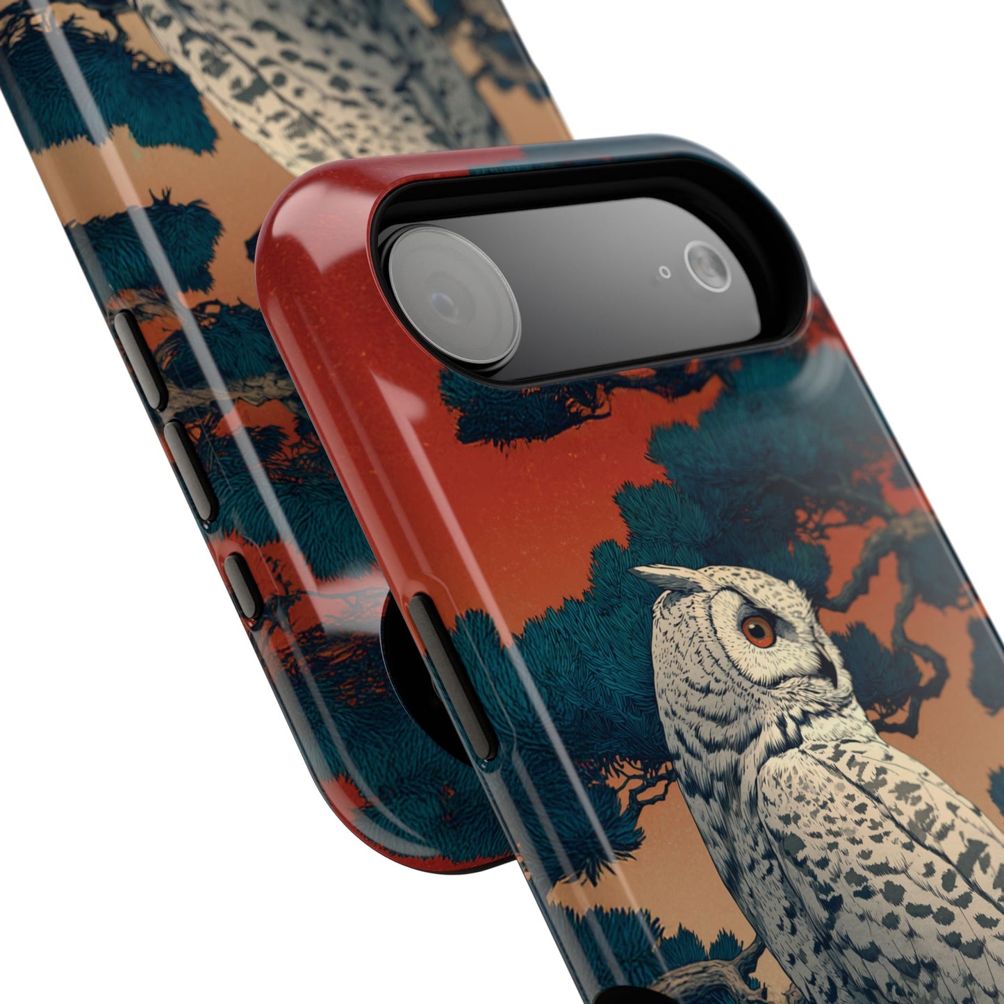 The Sunset Pine – Ukiyo-e Owl Design iPhone Case