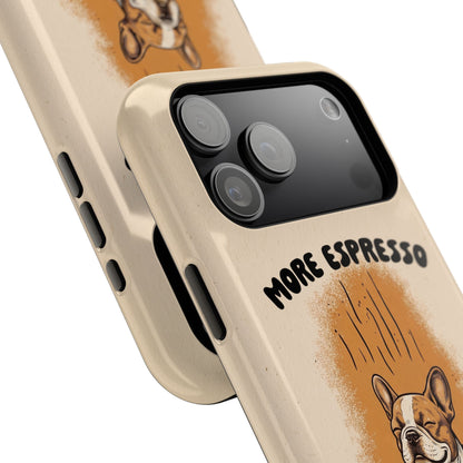 More Espresso, Less Depresso – Frenchie Coffee Design iPhone Case