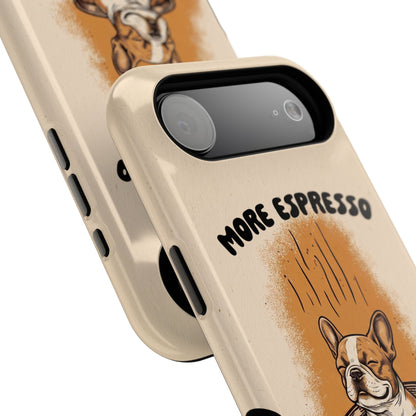 More Espresso, Less Depresso – Frenchie Coffee Design iPhone Case