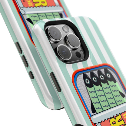 The Vintage Sardine Tin – Pop-Art Striped Design iPhone Case (Mint)