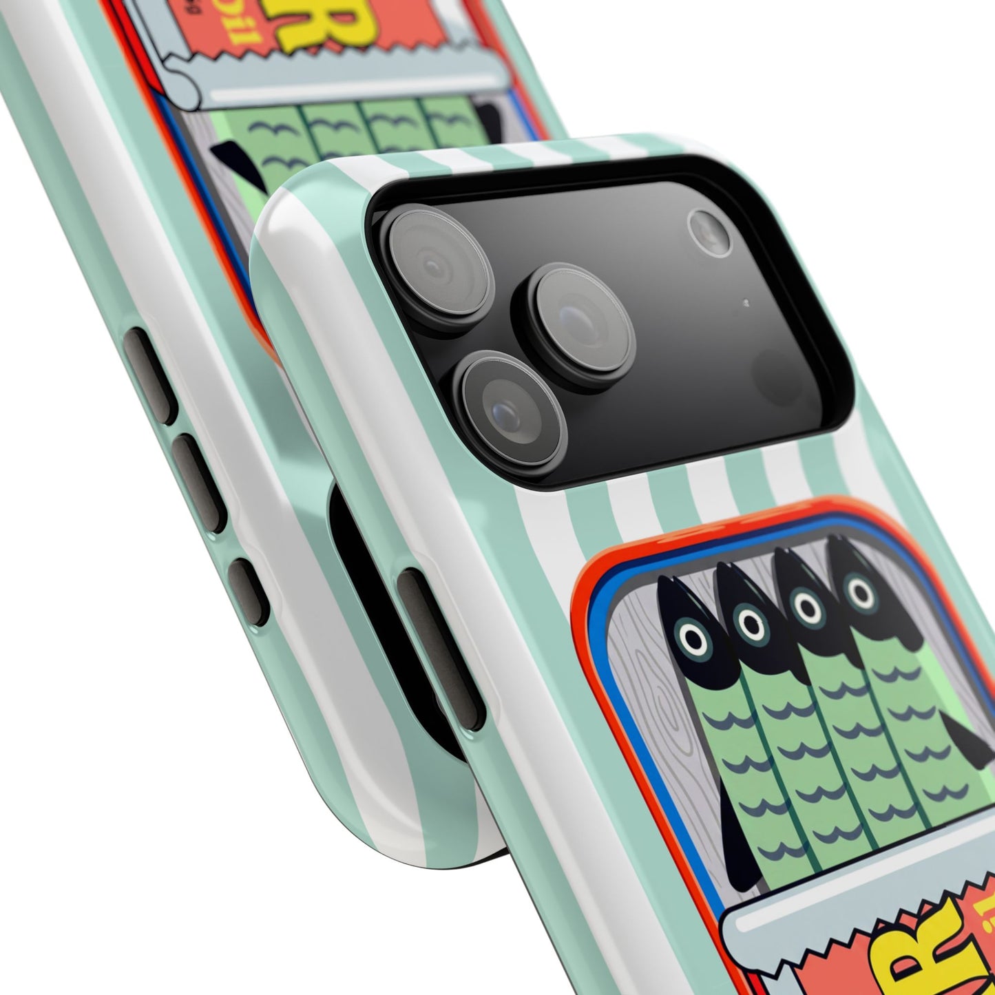 The Vintage Sardine Tin – Pop-Art Striped Design iPhone Case (Mint)