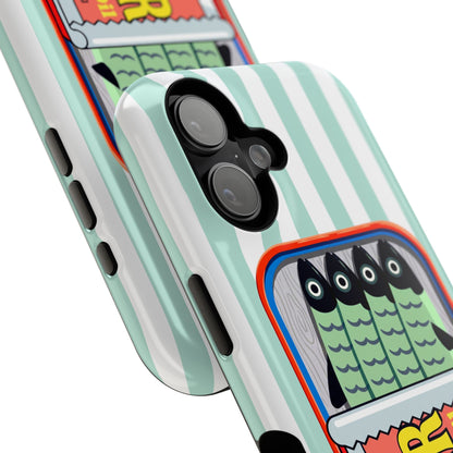 The Vintage Sardine Tin – Pop-Art Striped Design iPhone Case (Mint)