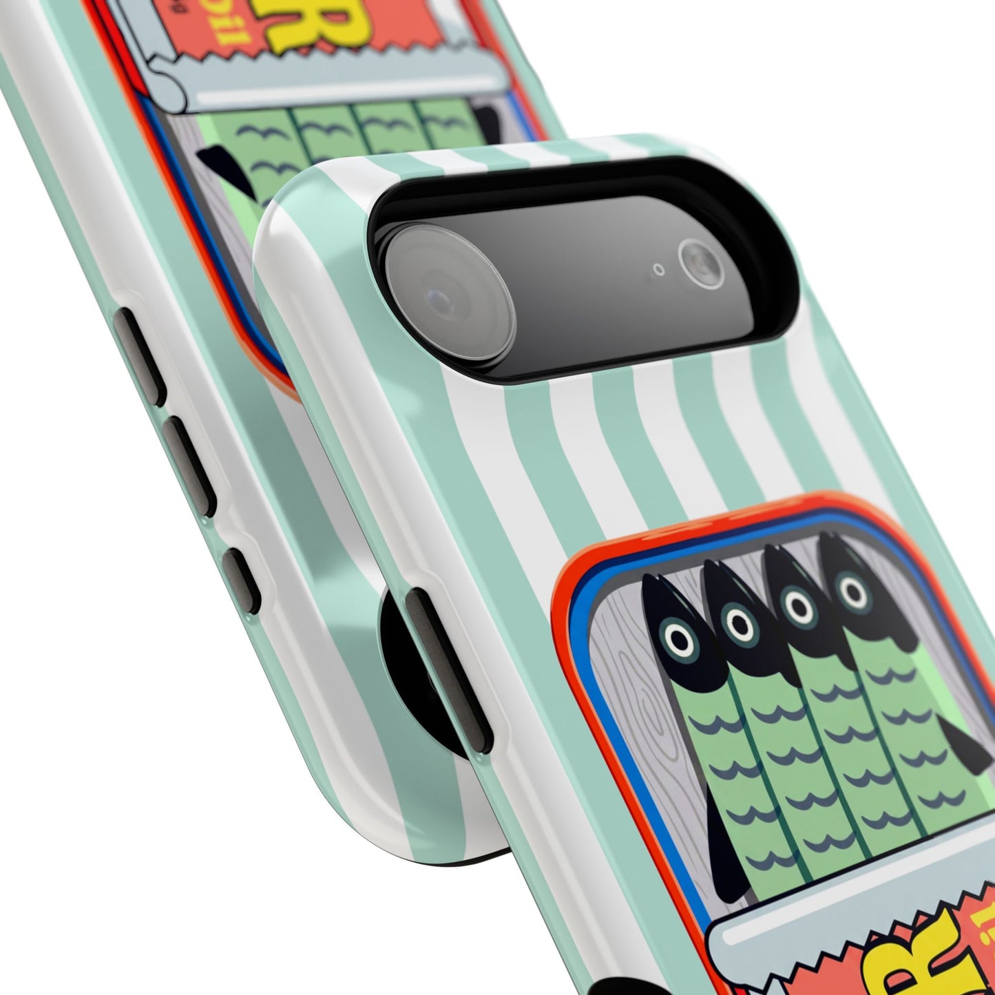 The Vintage Sardine Tin – Pop-Art Striped Design iPhone Case (Mint)