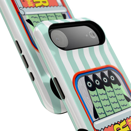 The Vintage Sardine Tin – Pop-Art Striped Design iPhone Case (Mint)