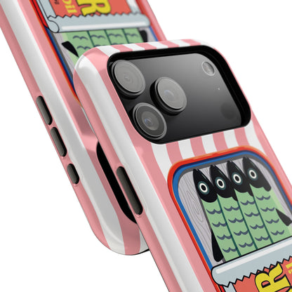 The Vintage Sardine Tin – Pop-Art Striped Design iPhone Case (Pink)