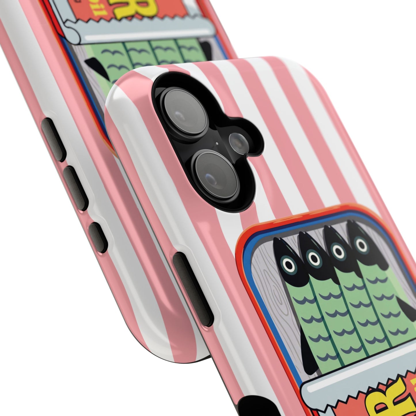 The Vintage Sardine Tin – Pop-Art Striped Design iPhone Case (Pink)