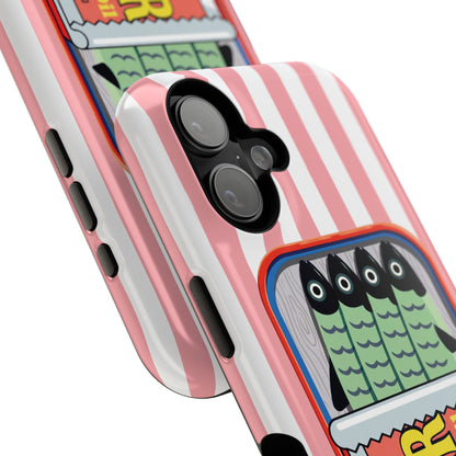The Vintage Sardine Tin – Pop-Art Striped Design iPhone Case (Pink)