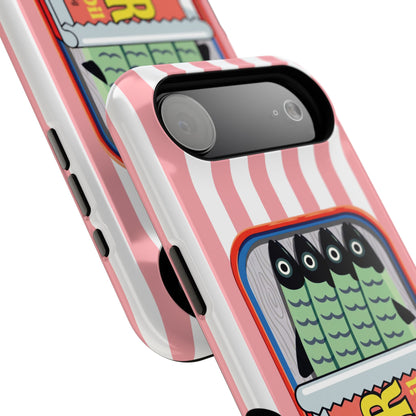 The Vintage Sardine Tin – Pop-Art Striped Design iPhone Case (Pink)