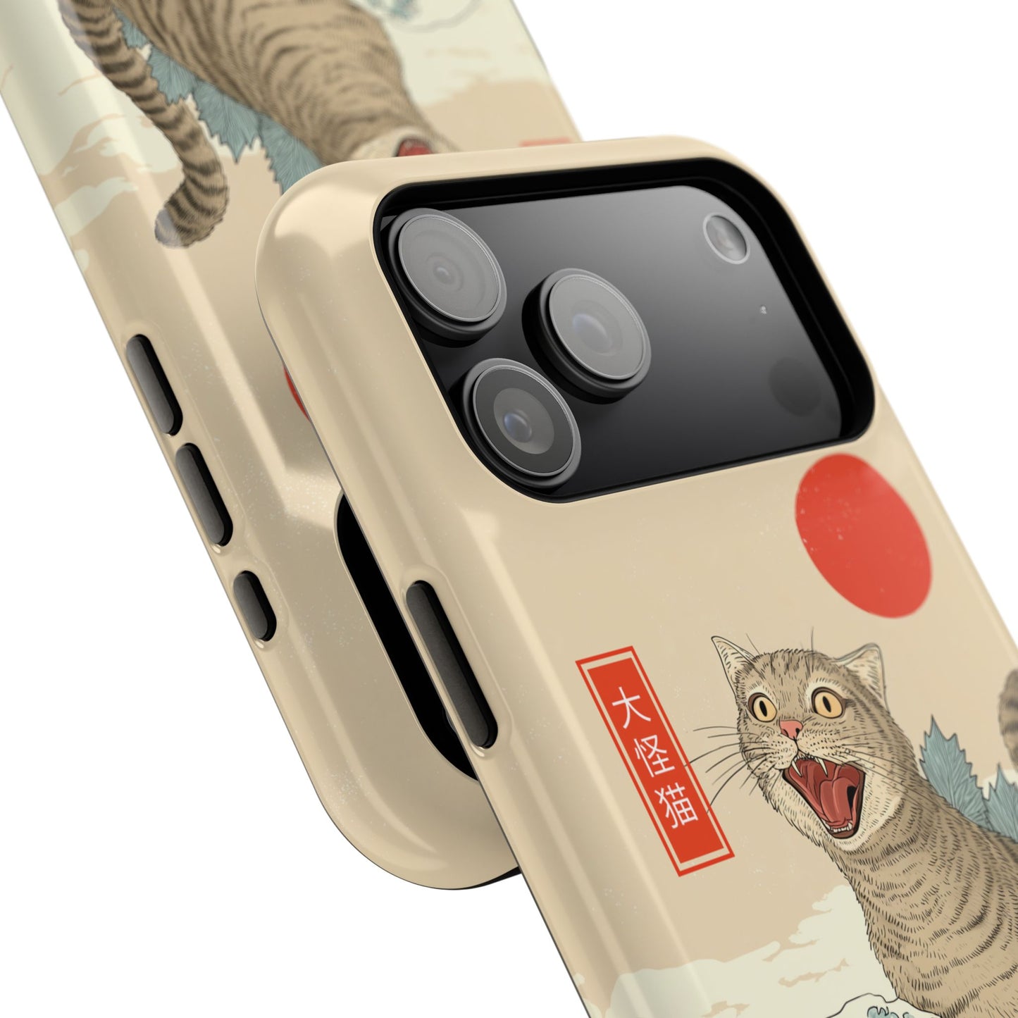 The Roaring Neko – Ukiyo-e Parody Design iPhone Case