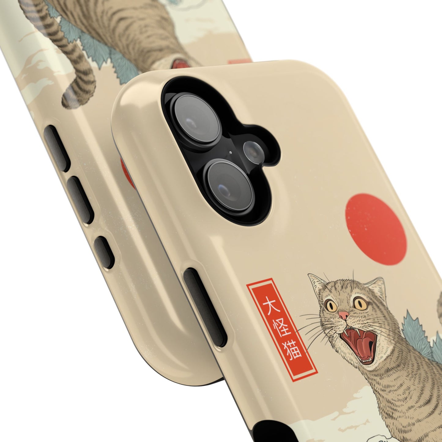 The Roaring Neko – Ukiyo-e Parody Design iPhone Case