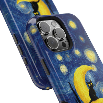 The Starry Night Feline – Fine Art Parody Design iPhone Case