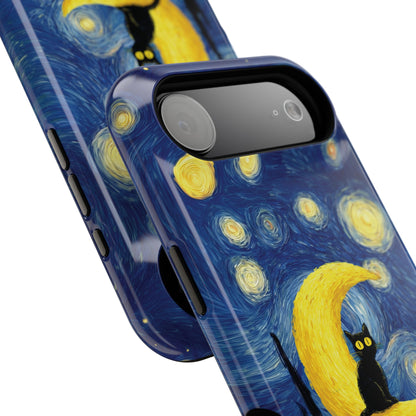 The Starry Night Feline – Fine Art Parody Design iPhone Case